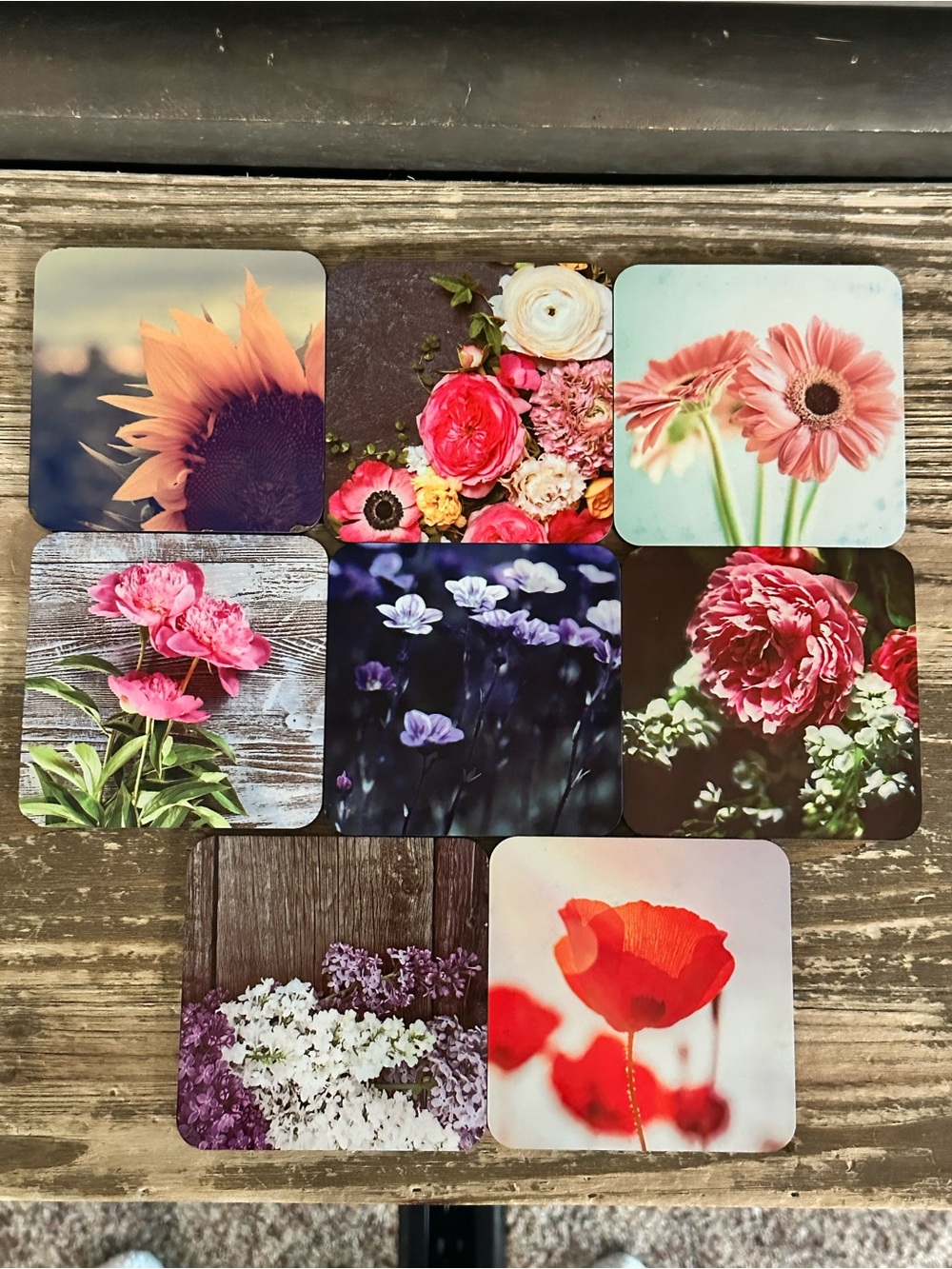 Floral Photo Coaster Set - Multi-Color